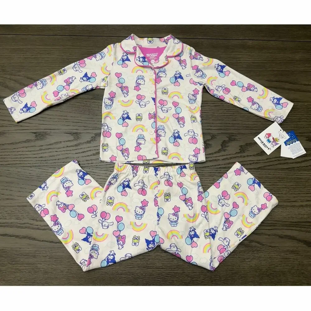 Hello Kitty & Friends Girls Flannel Pajama Set Size 4 NWT